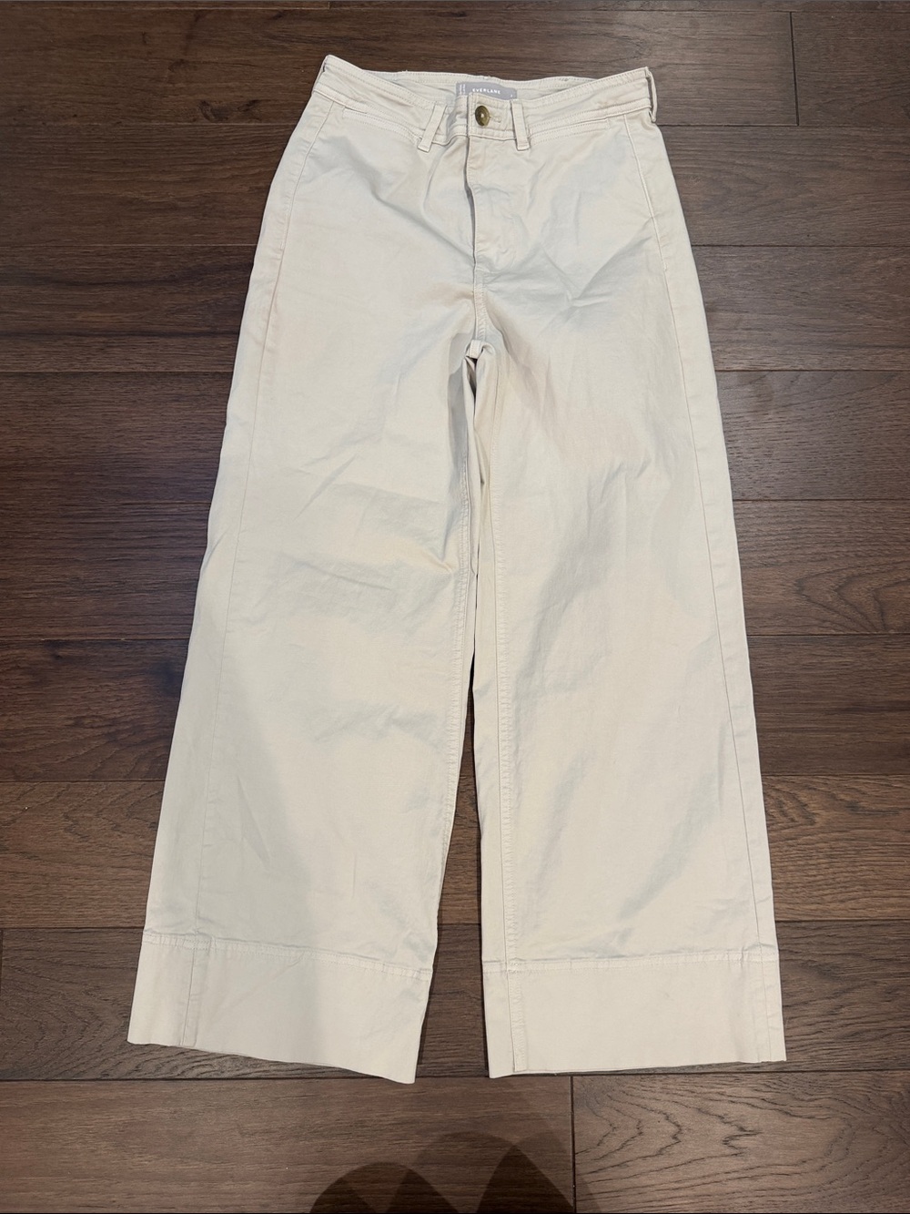 Everlane Wide Leg Crop Pants Bone Cream Size 2 High Rise - C61-115